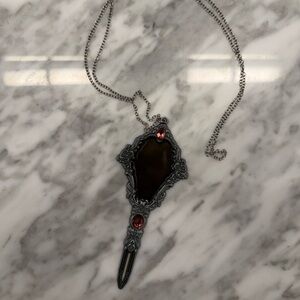 Silver and Red Pendant Necklace
